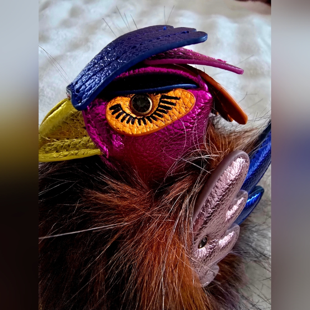 Kurt Geiger Eagle Pom Pom Bag Charm - Picture 9 of 10